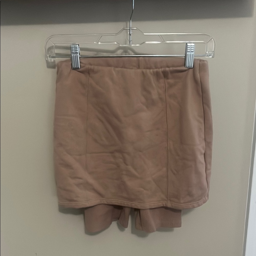 Tan Zara skirt with built in biker shorts